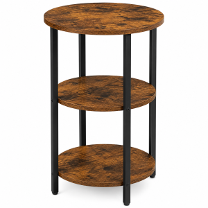 3-Tier Round Side Table with Storage Shelves